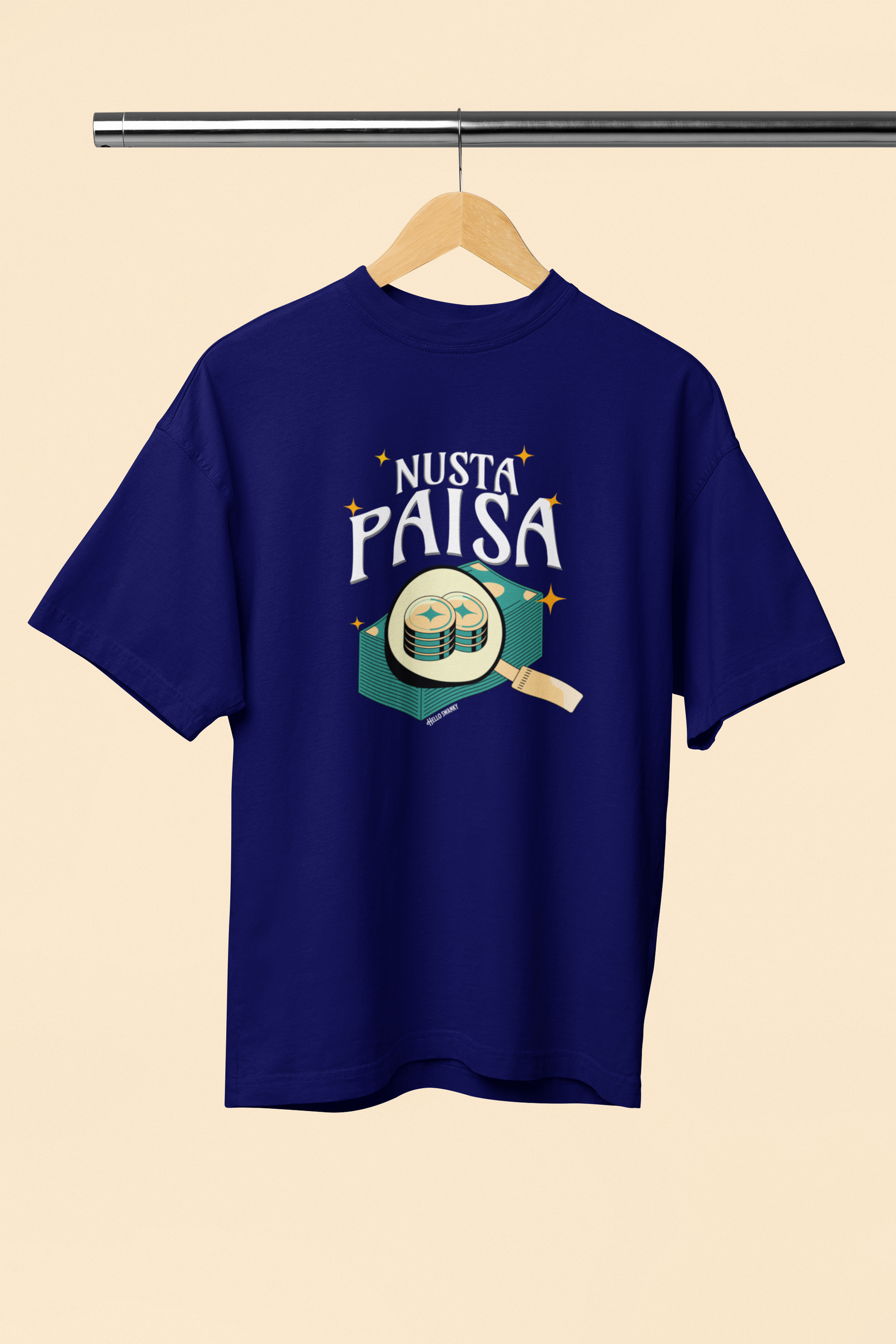 Buy Nusta Paisa Graphic Red Oversized Unisex T-Shirt