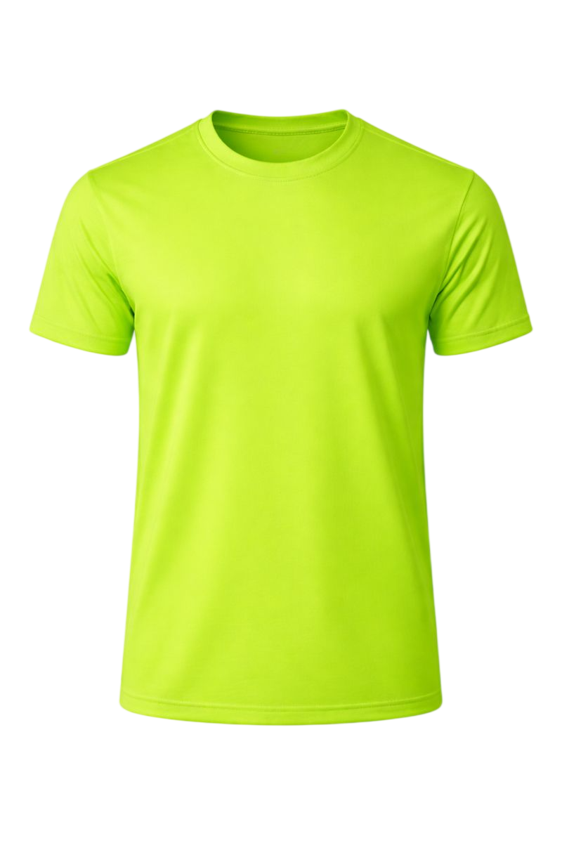 Bulk Neon Green 100% Polyester Round Neck T-Shirt