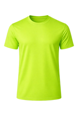 Bulk Neon Green 100% Polyester Round Neck T-Shirt