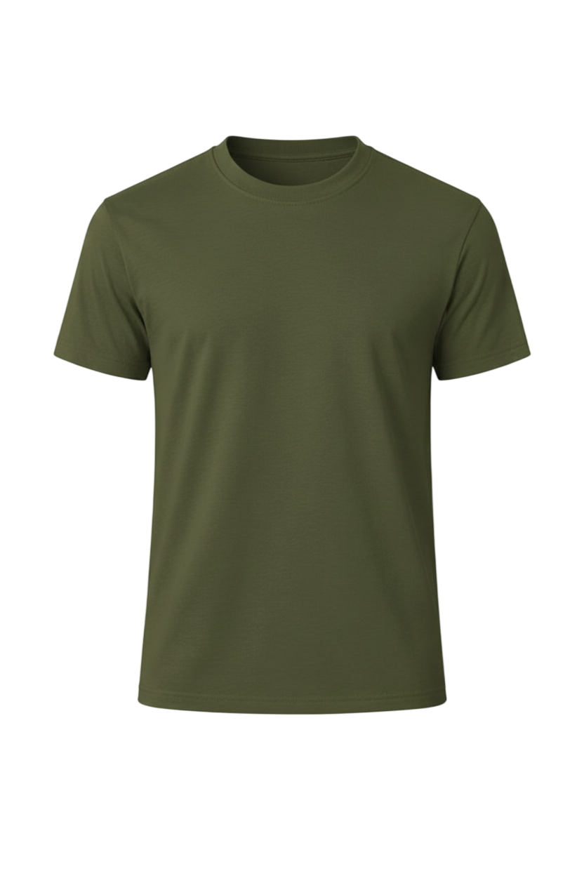 Olive Green Bulk Unisex Round Neck Half Sleeve T-Shirt