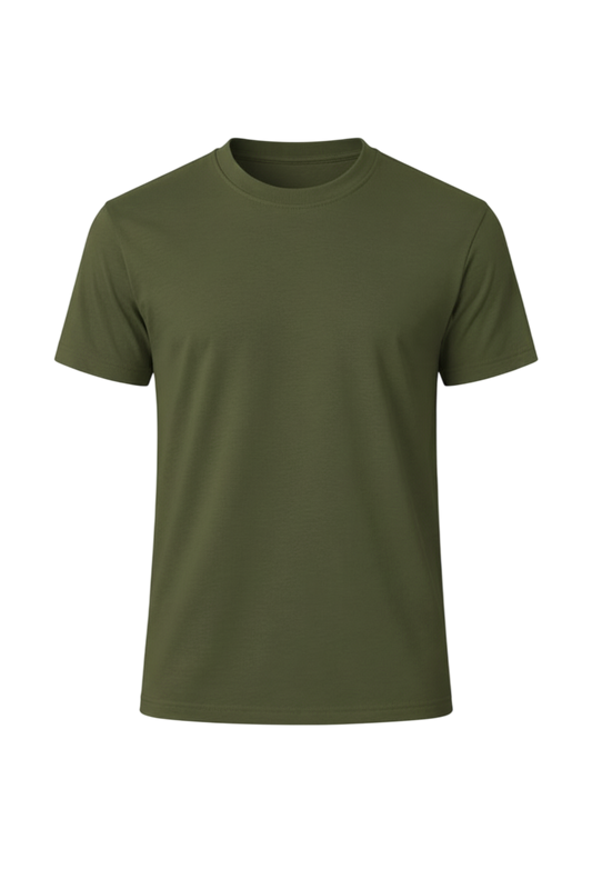 Olive Green Bulk Unisex Round Neck Half Sleeve T-Shirt