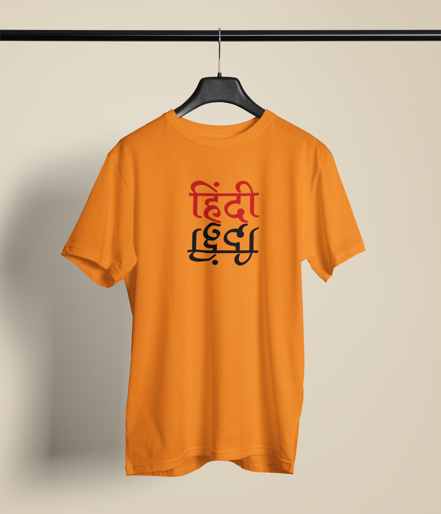 Hindi Graphic Unisex Orange Round Neck T-Shirt | Desi Graphic
