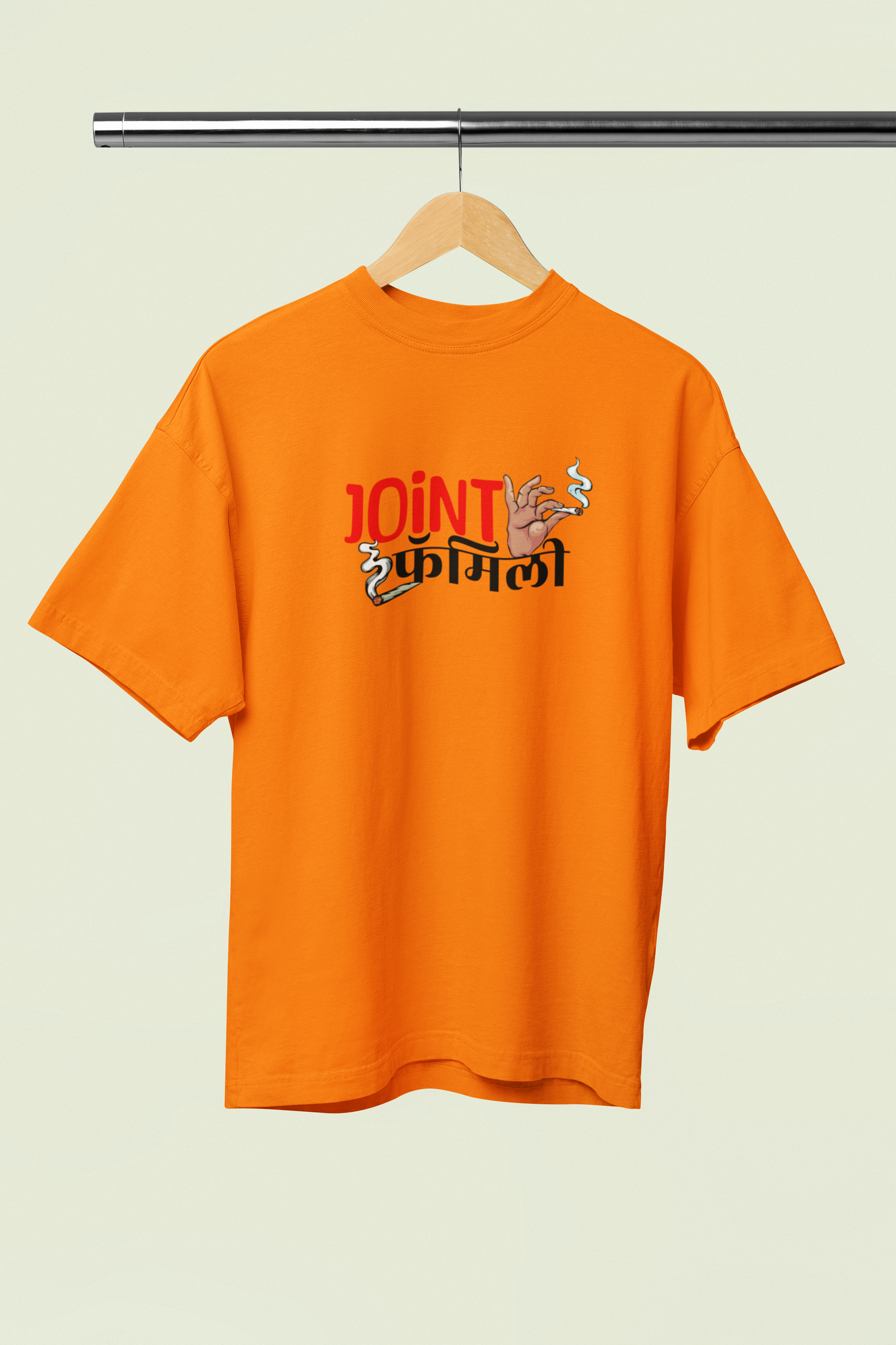 Joint Family Orange Oversized Unisex T-shirt Marathi Designs
