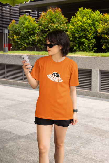 Being Alienated Half Sleeve Stylish Orange Round Neck T-Shirt