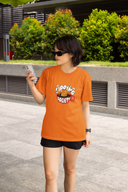 Slpping Society Half Sleeve Orange Round Neck T-Shirt for Women by Hello Swanky