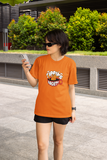 Slpping society half sleeve orange round neck t-shirt for women by hello swanky