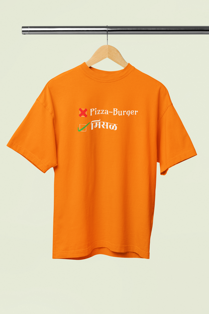 Misal Orange Oversized Unisex T-shirt Marathi Designs