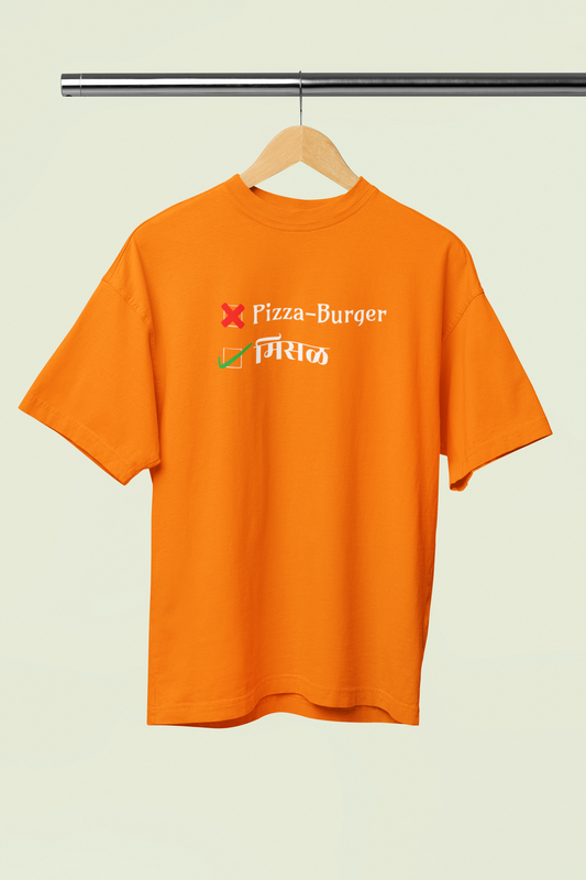 Misal Orange Oversized Unisex T-shirt Marathi Designs