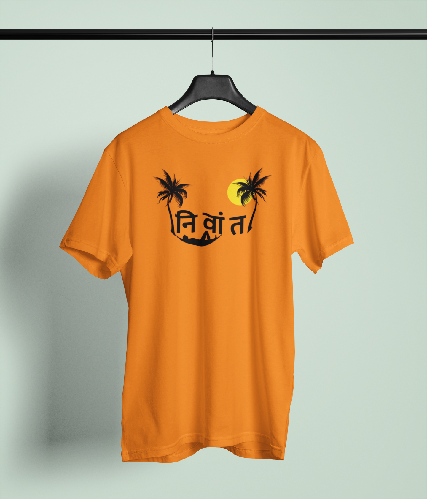 Nivant Orange Round Neck Unisex T-shirt | Marathi Designs