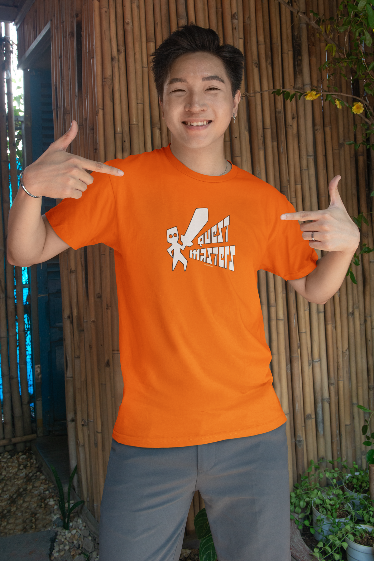 Quest Master Half Sleeve Orange Round Neck T-Shirt for Men Hello Swanky