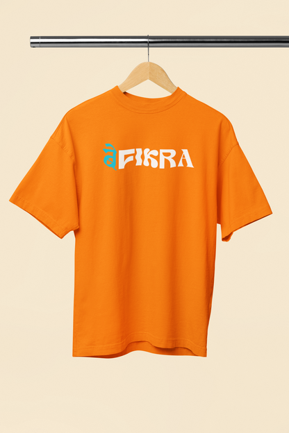 Befikra Orange Oversized Unisex T-Shirt Cool Desi Graphic Tee