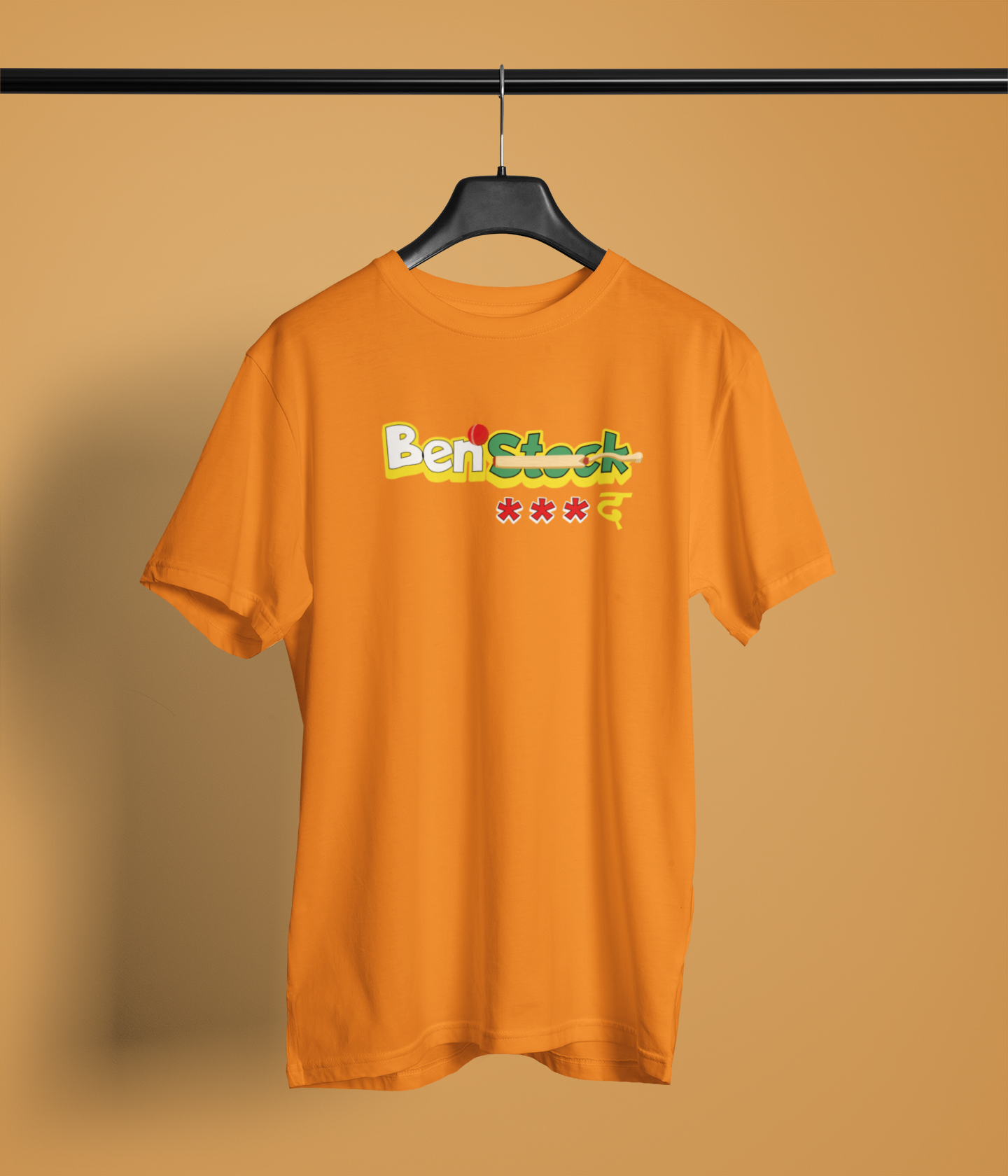 Benstock Unisex Orange Round Neck T-Shirt Comfortable Wear