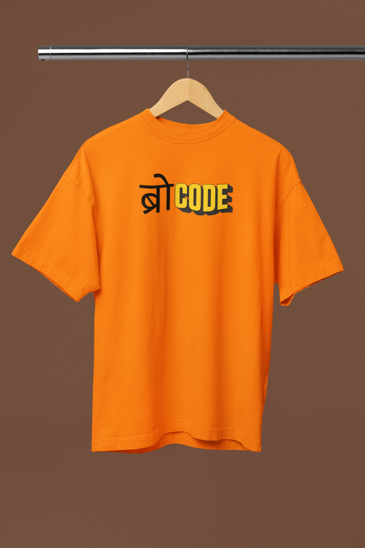 Brocode Graphic Orange Oversized Unisex T-Shirt | Desi Graphic