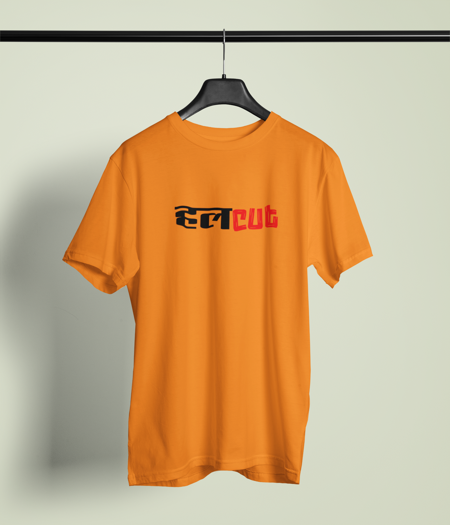 Halcut Orange Round Neck Unisex T-shirt | Marathi Designs