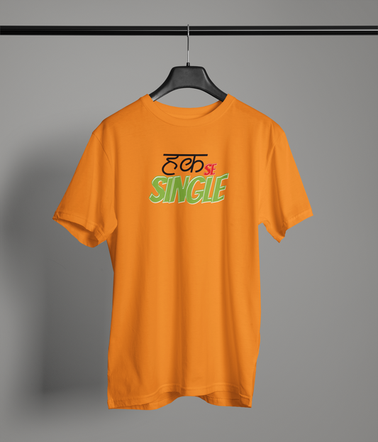 Hak Se Single Unisex Orange Round Neck T-Shirt | Desi Graphic