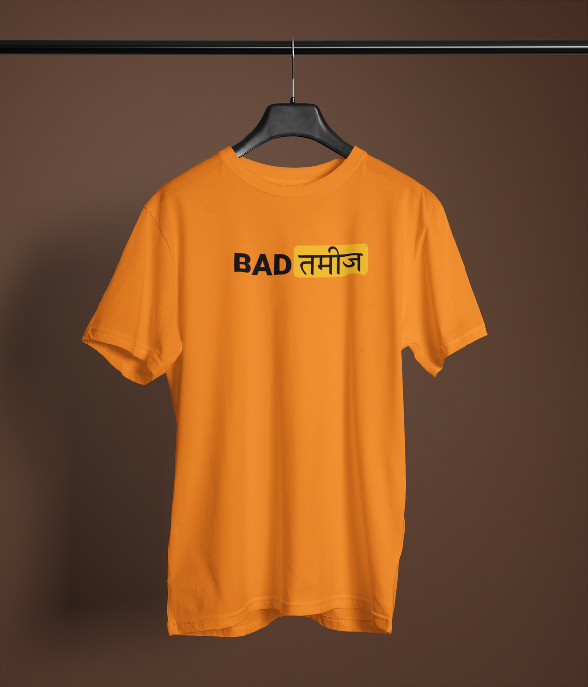 Bad Tameez Unisex Orange Round Neck T-Shirt | Desi Graphic
