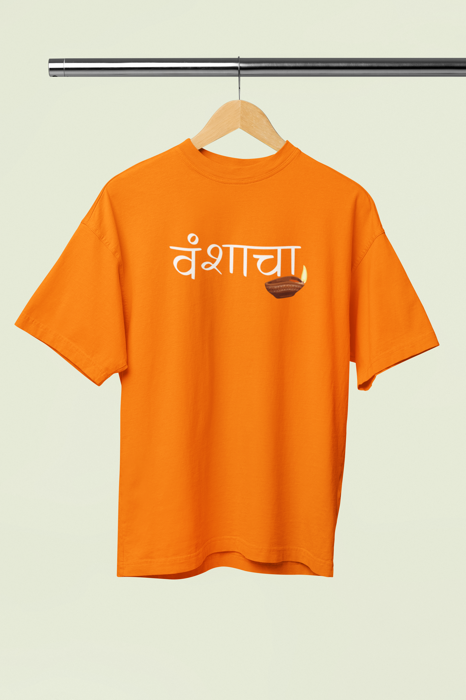 Vanshacha Diva Orange Unisex Oversized T-Shirt Marathi Art