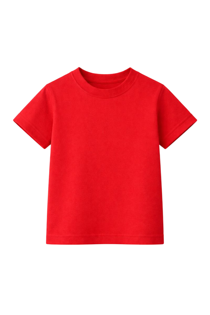 Red Bulk Kids Round Neck Half Sleeve T-Shirt Durable T-shirt