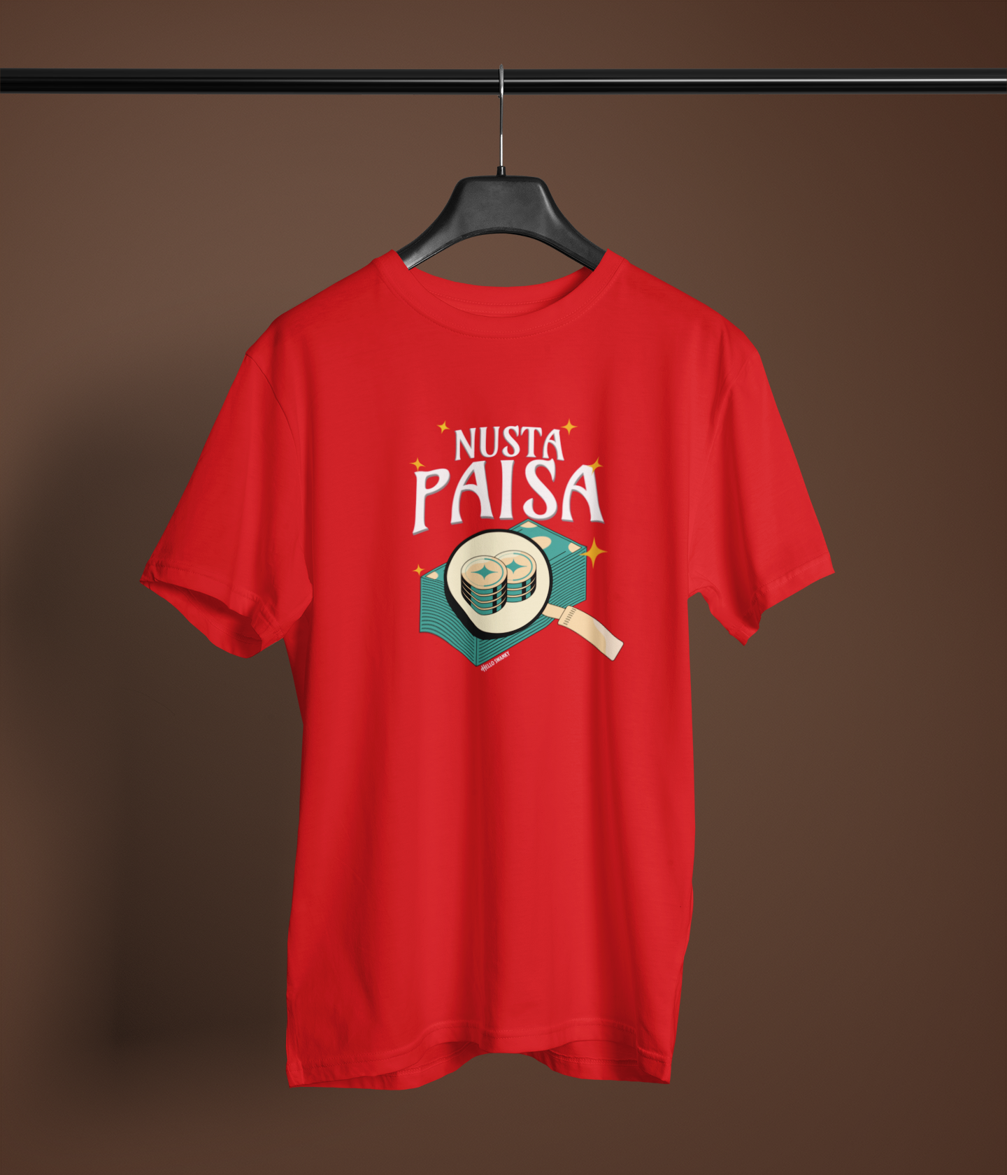 Nusta Paisa Unisex Red Round Neck T-Shirt | Desi Graphic
