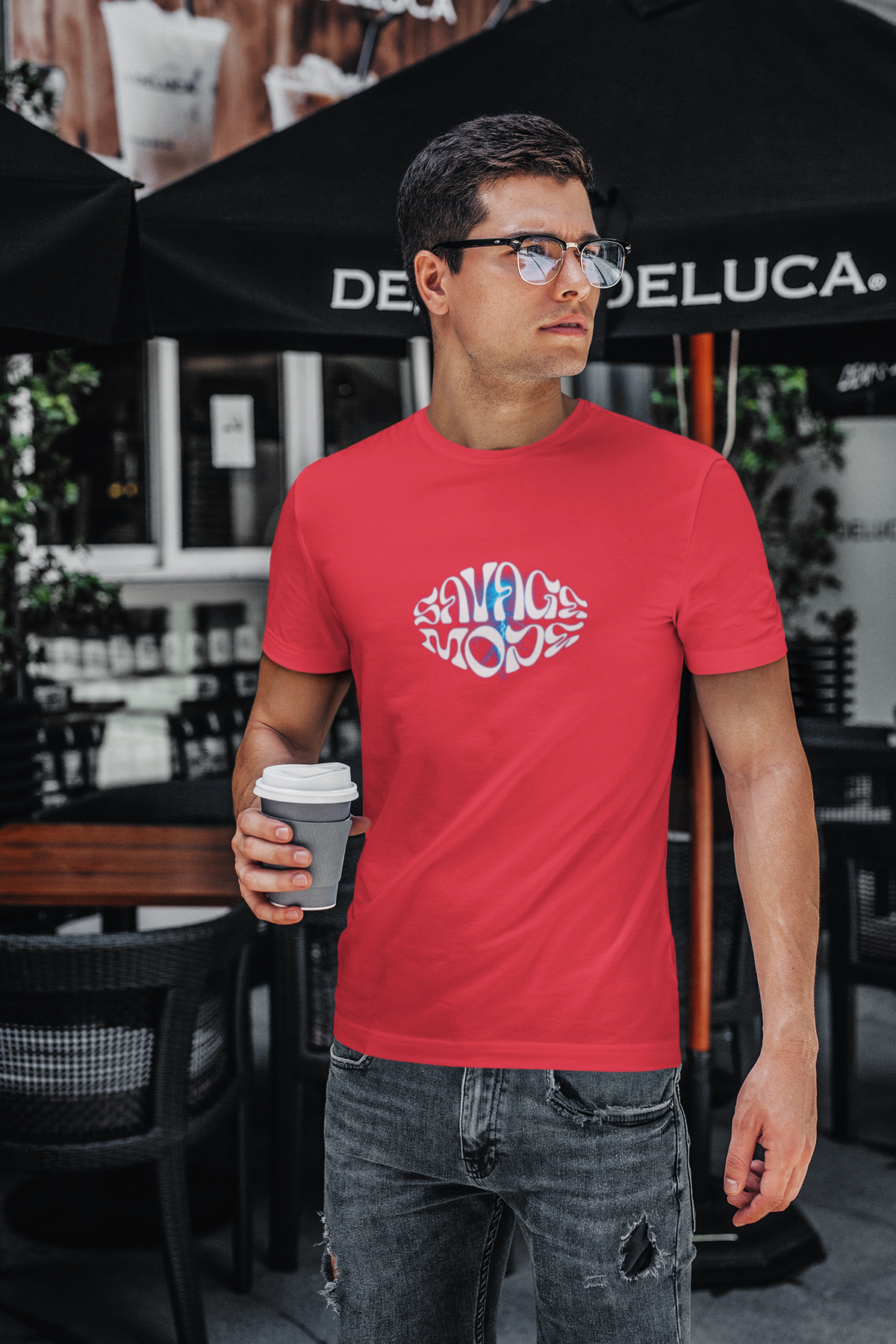 Savage Mode Half Sleeve Red Round Neck T-Shirt for Men Hello Swanky