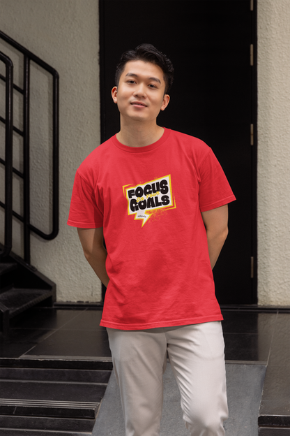 Focus On Your Goals Red Round Neck T-Shirt for Men