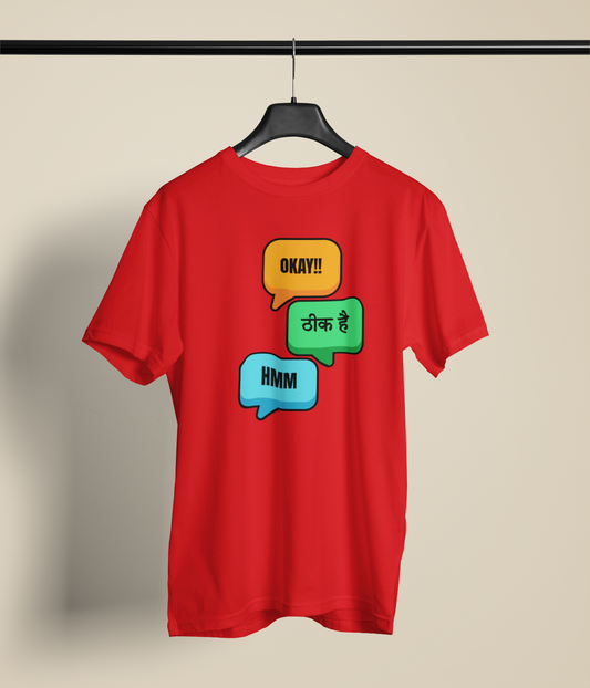 OK & Hmm Unisex Round Neck T-Shirt | Desi Graphic