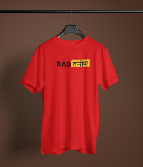 Bad Tameez Unisex Red Round Neck T-Shirt | Desi Graphic