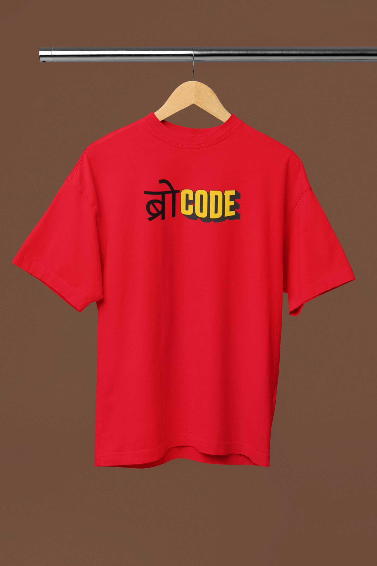 Brocode Graphic Red Oversized Unisex T-Shirt | Desi Graphic