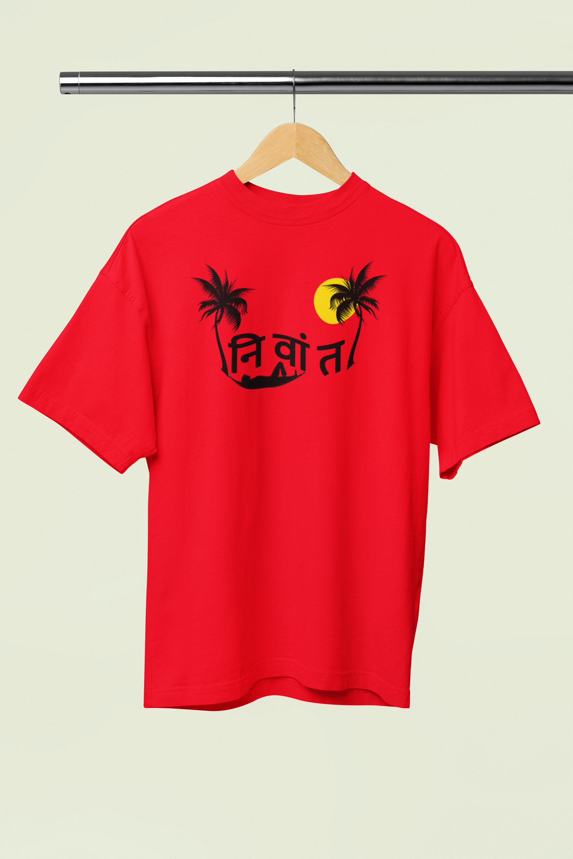 Nivant Red Oversized Unisex T-shirt | Marathi Design