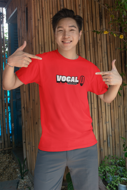 Vocal Podcast Half Sleeve Red Round Neck T-Shirt for Men