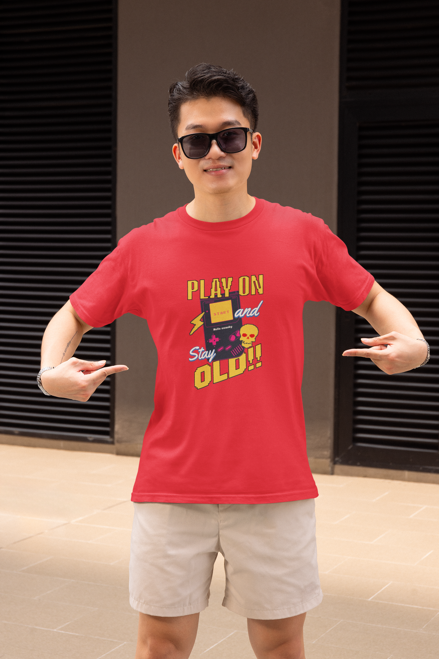 Blessed Half Sleeve Red Round Neck T-Shirt for Men