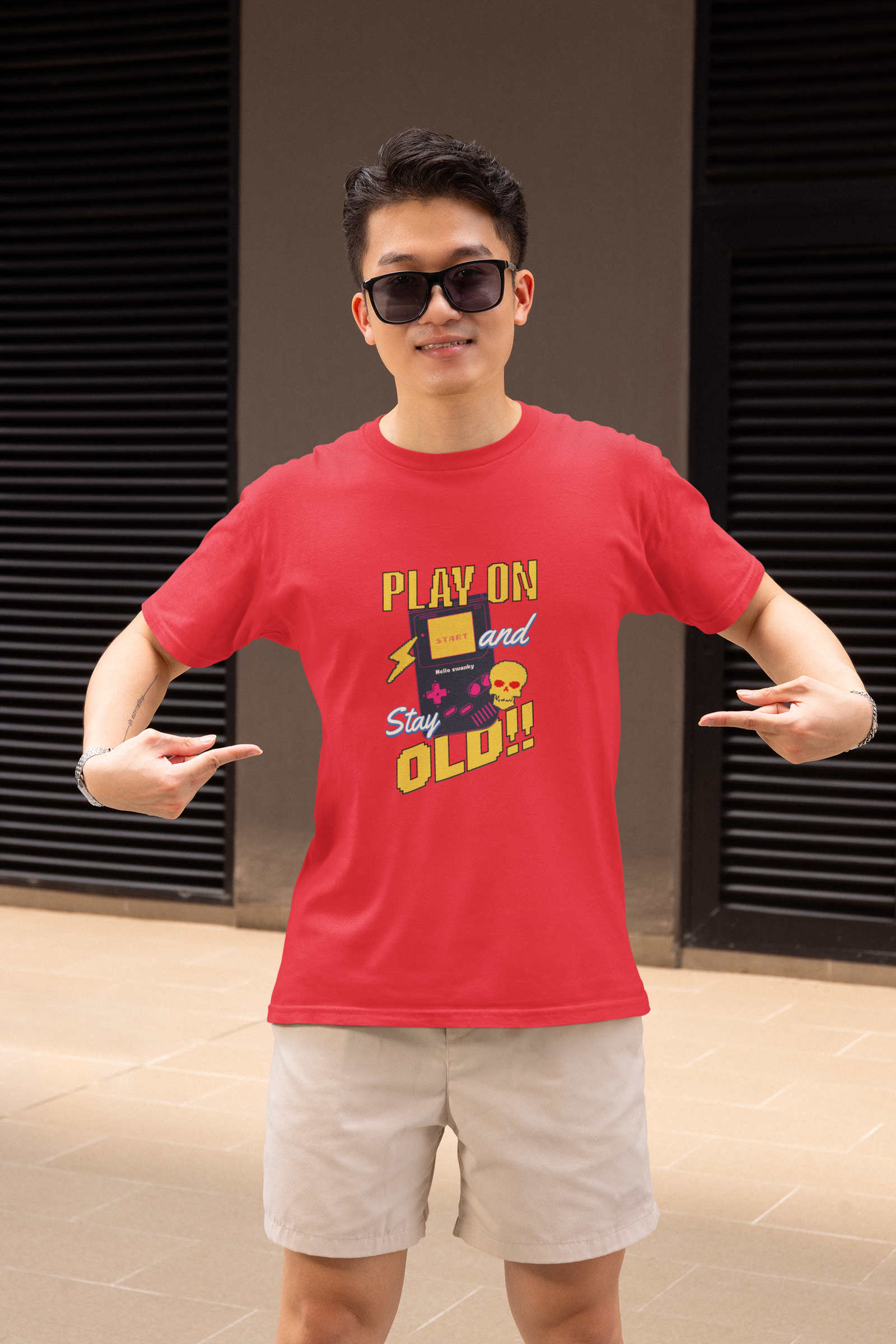 Blessed Half Sleeve Red Round Neck T-Shirt for Men