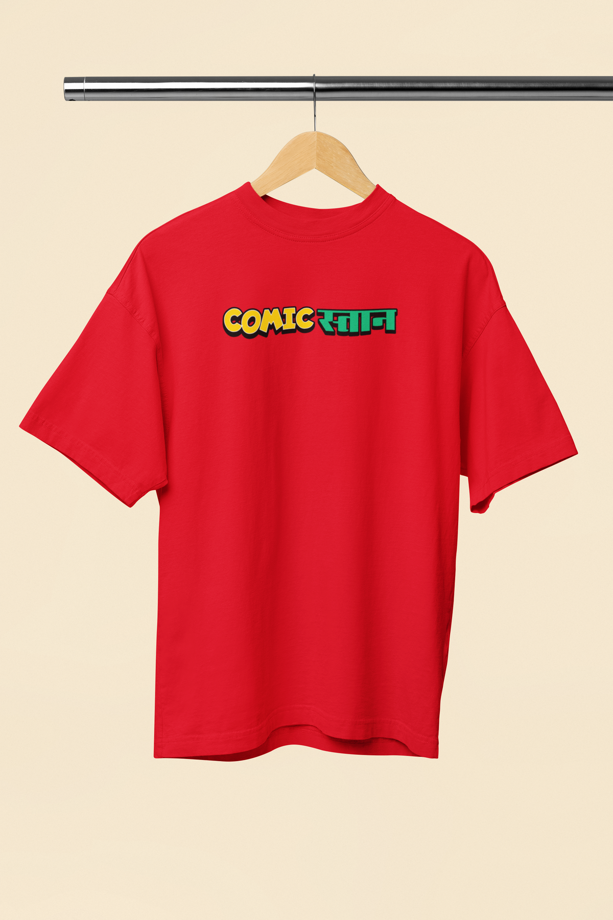 Comicstan Graphic Red Oversized Unisex T-Shirt | Desi Graphic