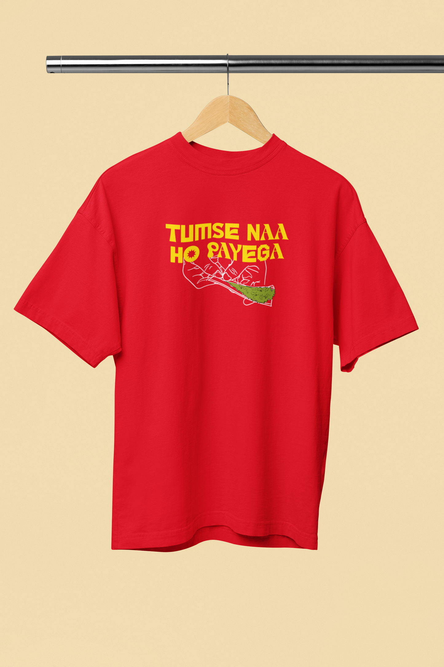 Tumse Na Ho Payega Red Oversized Unisex T-Shirt | Desi Graphic