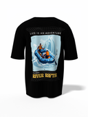 River Rafting Unisex Black Oversized Adventure T-Shirt