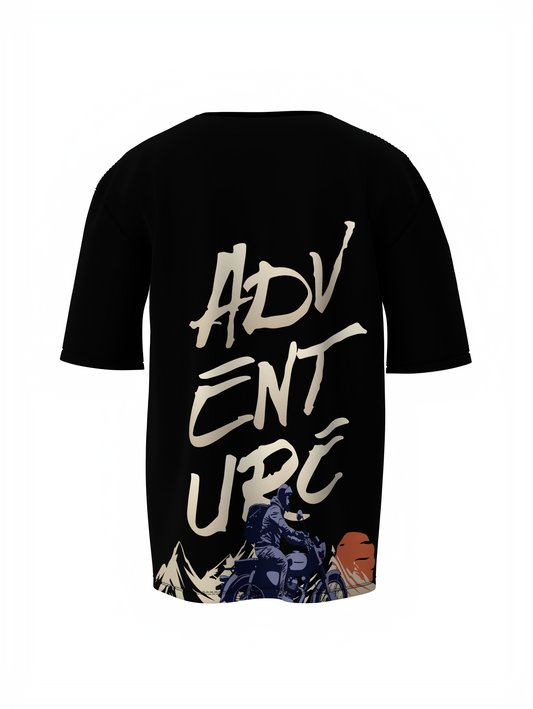 Adventure Graphic Unisex Black Oversized T-Shirt Trendy