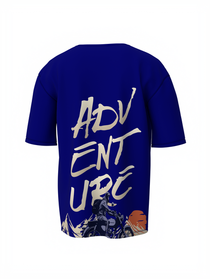 Adventure Graphic Unisex Blue Oversized T-Shirt Trendy