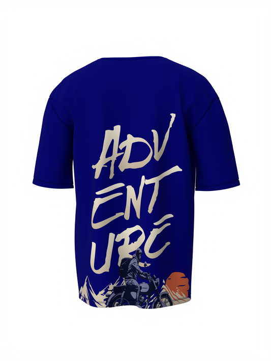 Adventure Graphic Unisex Blue Oversized T-Shirt Trendy
