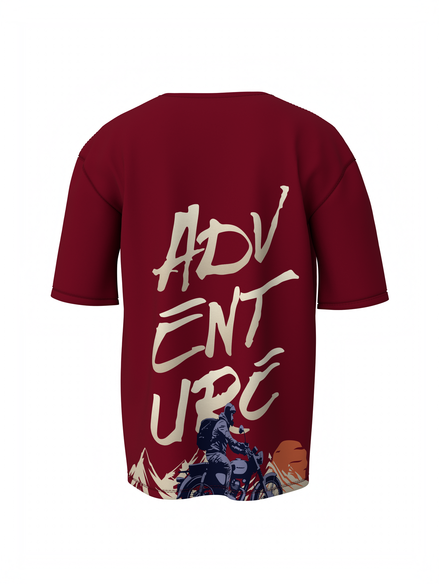 Adventure Graphic Unisex Maroon Oversized T-Shirt Style