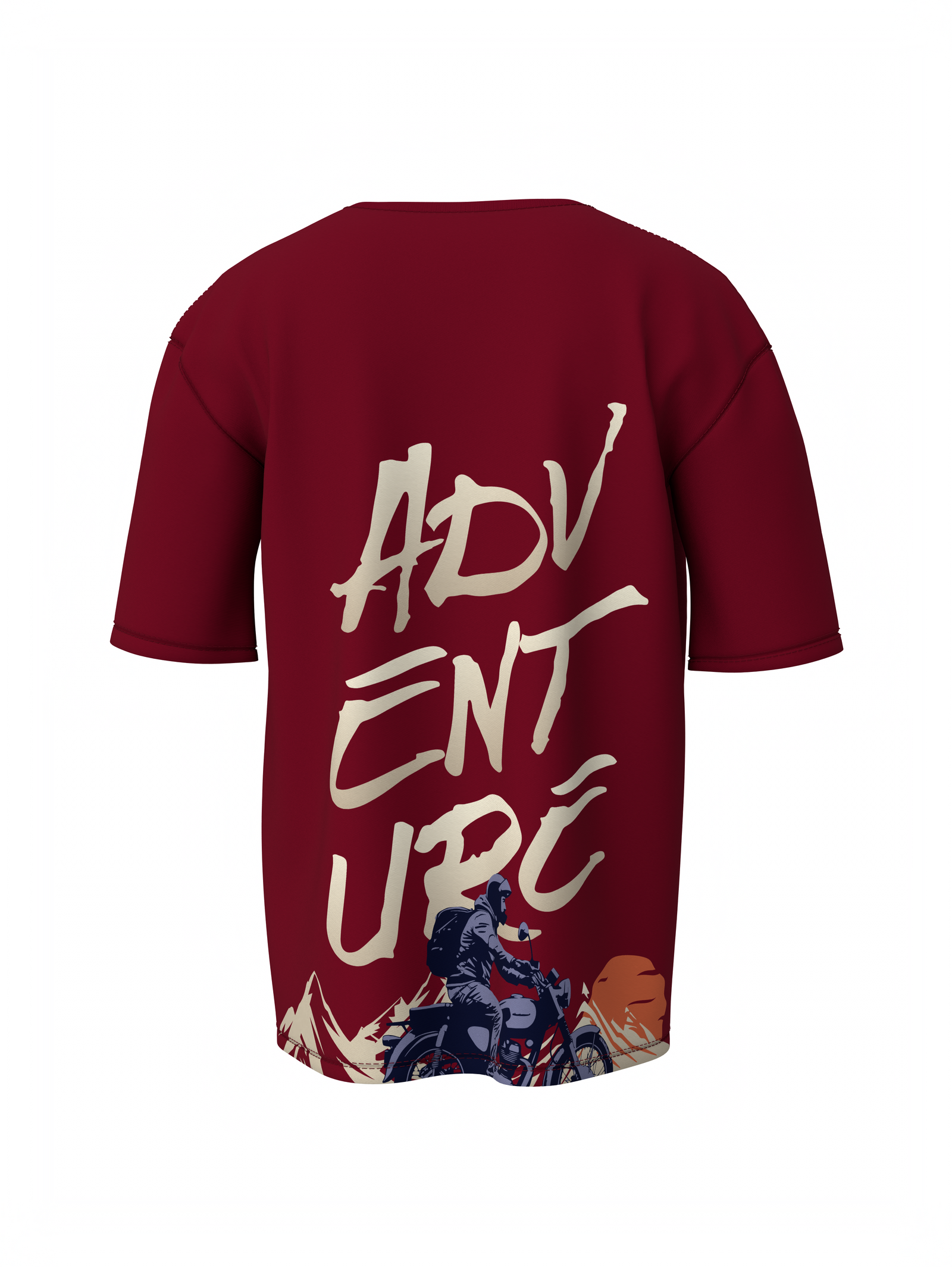 Adventure Graphic Unisex Maroon Oversized T-Shirt Style
