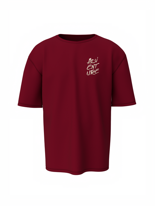 Adventure Graphic Unisex Maroon Oversized T-Shirt
