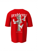 Problems Graphic Unisex Red Oversized T-Shirt