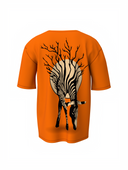 Zebra Tree Graphic Unisex Orange Oversized T-Shirt