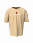 Kabuki Graphic Unisex Beige Oversized T-Shirt
