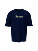 Poseidon Graphic Unisex Dark Blue Oversized T-Shirt