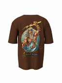 Zeus Graphic Unisex Brown Oversized T-Shirt