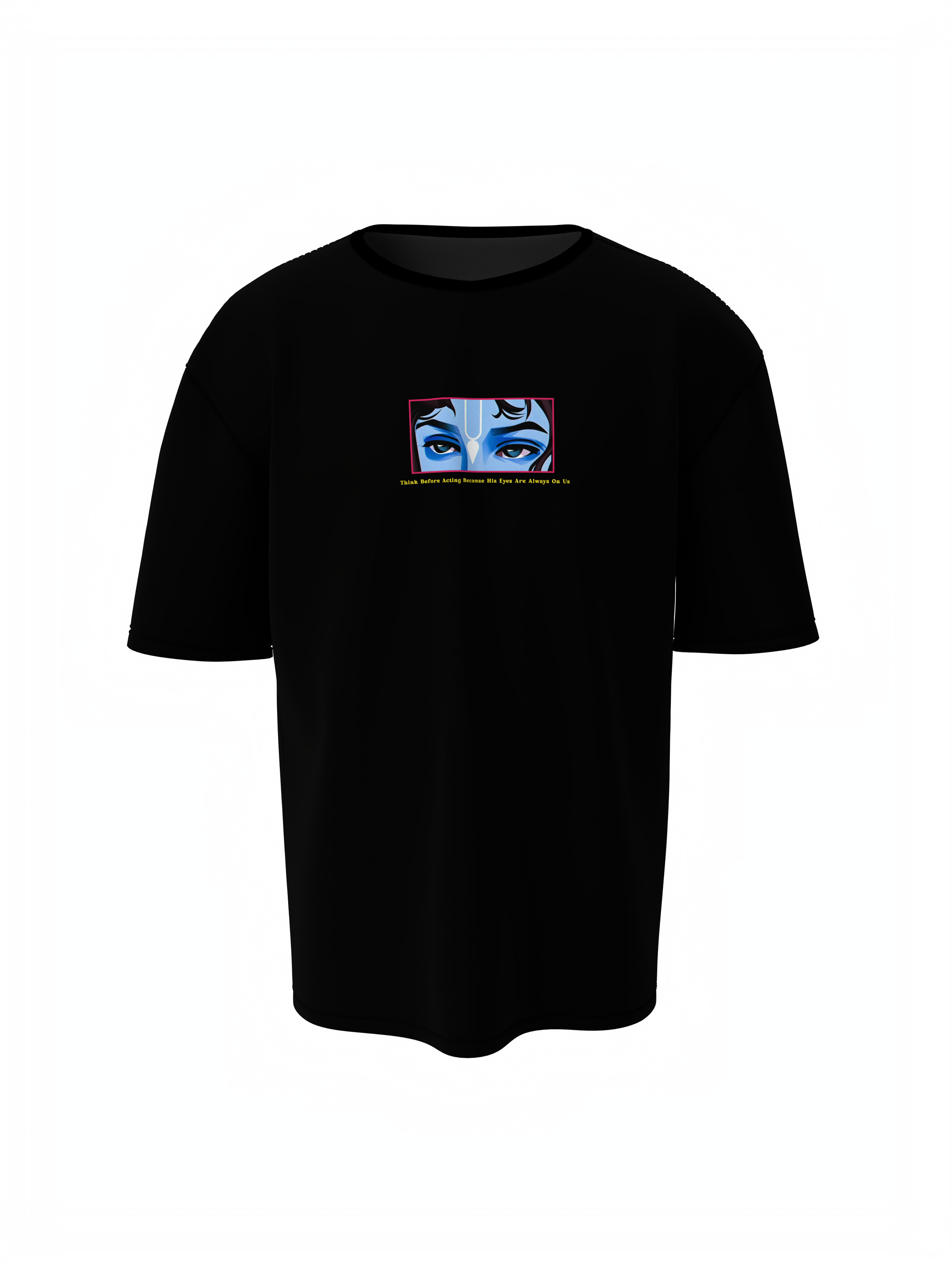 Hare Krishna Spiritual Black Unisex Oversized T-Shirt