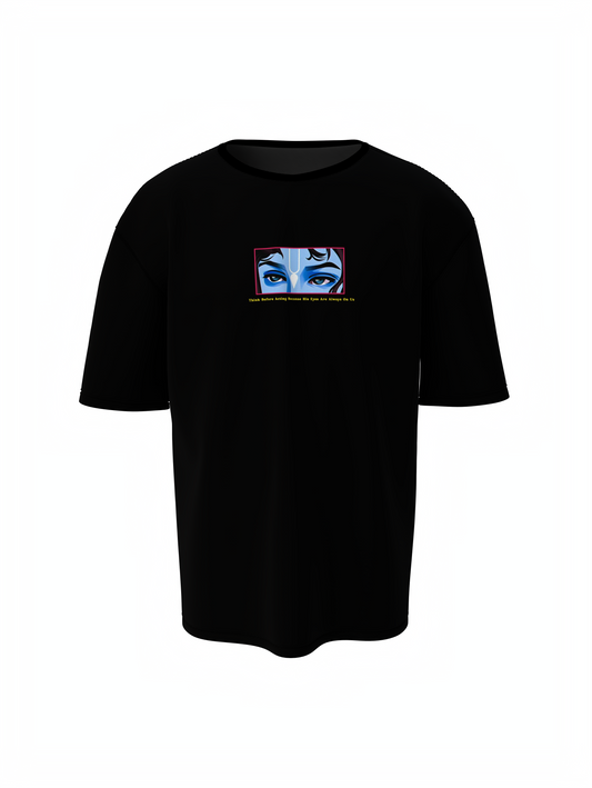 Hare Krishna Spiritual Black Unisex Oversized T-Shirt