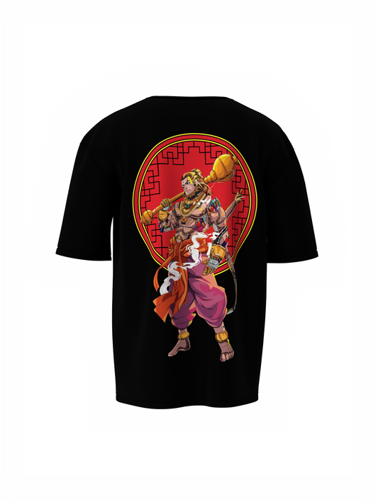 Bajrang Bali Spiritual Black Oversized Unisex T-Shirt Trendy