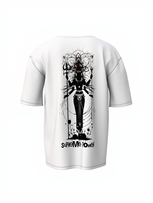 Durga Mata White Oversized Unisex T-Shirt Spiritual Wear
